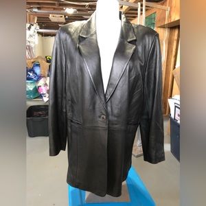 Black leather jacket size 2X worn once heavy leather jacket Denim & Co